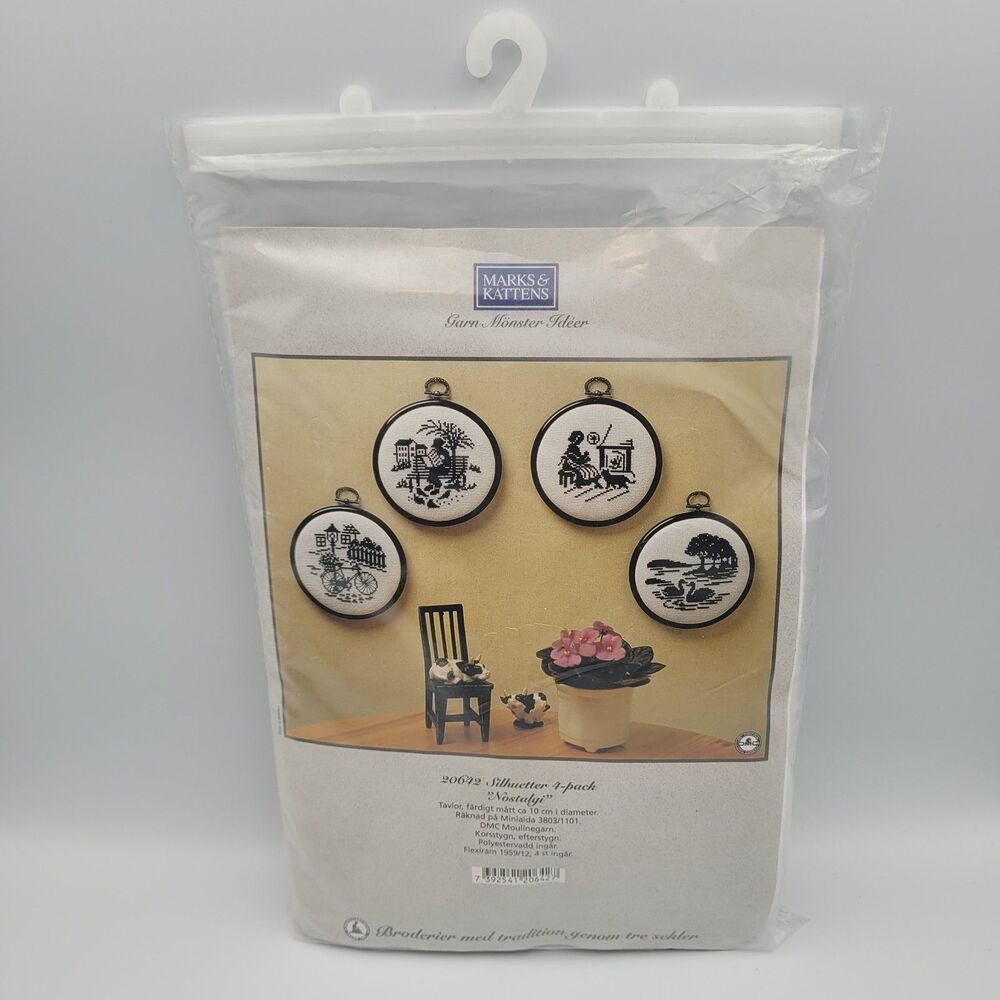 VTG Marks & Kattens Crosstitch Silhouettes 10cm 4PK #20642  Nostalgia Kit *READ*